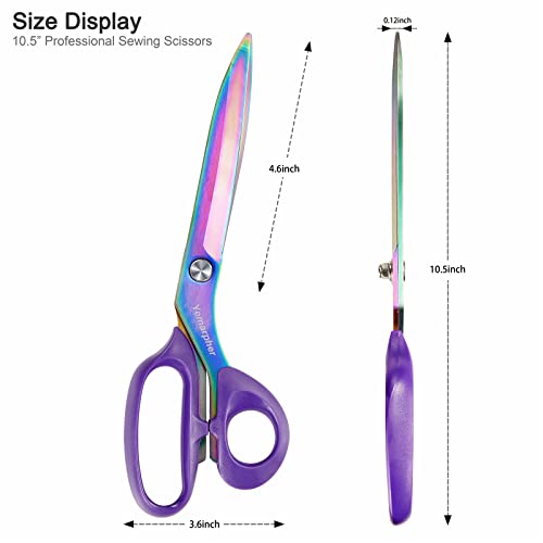 Fabric Scissors, Ultra-Sharp Stainless Steel Sewing Scissors, Professional Titanium Coating Tailor Scissors, Clothing Scissors for Home, 10.5 Inch