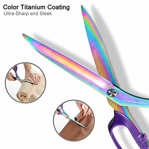 Fabric Scissors, Ultra-Sharp Stainless Steel Sewing Scissors, Professional Titanium Coating Tailor Scissors, Clothing Scissors for Home, 10.5 Inch