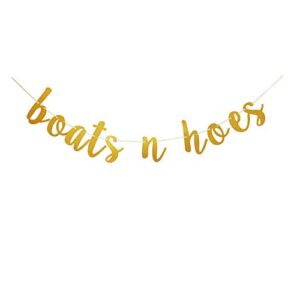 boats n hoes banner, gold sign garlands for bridal shower, birthday, engagement, bachelorette, wedding party supplies decorations