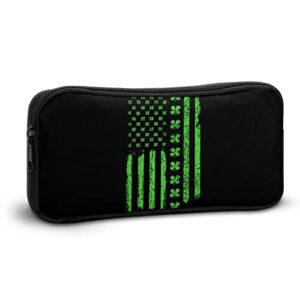 St. Patrick's Day Irish American USA Flag Pencil Case Pencil Pouch Coin Pouch Cosmetic Bag Office Stationery Organizer