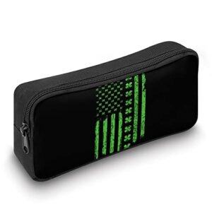 St. Patrick's Day Irish American USA Flag Pencil Case Pencil Pouch Coin Pouch Cosmetic Bag Office Stationery Organizer