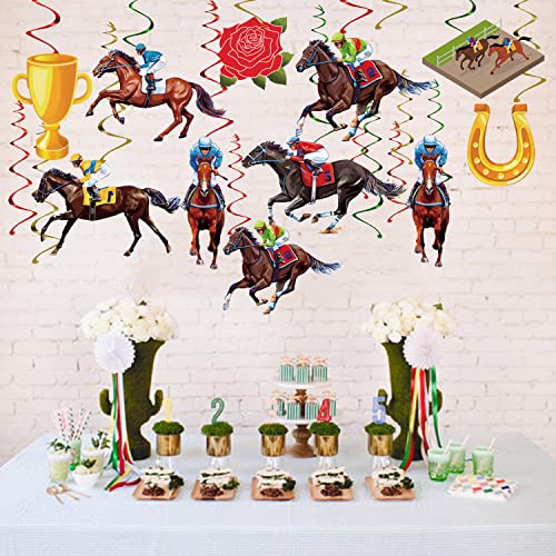 Kentucky Derby Hanging Swirls Party Decorations - Horse Racing Derby Race Hanging Cutouts Whirls Ceiling Supplies Decor