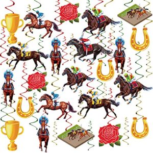 kentucky derby hanging swirls party decorations – horse racing derby race hanging cutouts whirls ceiling supplies decor