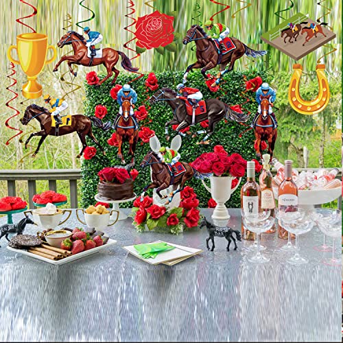 Kentucky Derby Hanging Swirls Party Decorations - Horse Racing Derby Race Hanging Cutouts Whirls Ceiling Supplies Decor