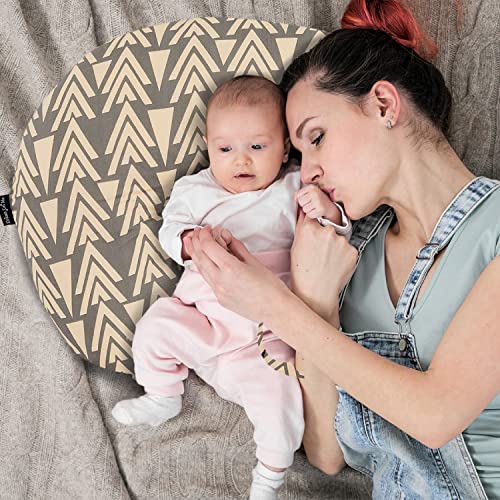 Dream On Me Beeboo Nursing Pillow and Positioner, Breastfeeding and Bottlefeeding Pillow, Removable and Washable Pillow Cover, Soft and Breathable Fabric, Taupe