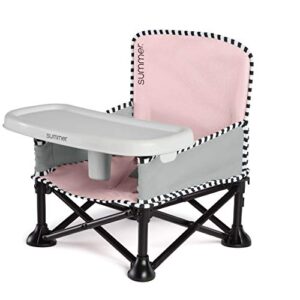 summer infant pop ‘n sit se booster chair, sweet life edition, booster seat for indoor/outdoor use – fast, easy and compact fold, bubble gum color