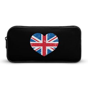 UK Great Britain Retro Heart Flag Pencil Case Pencil Pouch Coin Pouch Cosmetic Bag Office Stationery Organizer