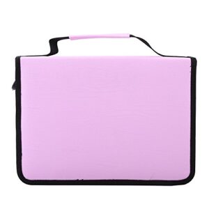yosoo 150 slots pu leather fabric pencil case large capacity zippered pen bag pouch with handle strap multi-layer art pencils storage organizer stationary case, pink