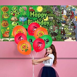 Plants vs. Zombies Party Supplies Birthday Decorations Plates Balloons Banner Cake Toppers Plastic Cutlery Disposable Plastic Knives Forks Set Decorations Decor