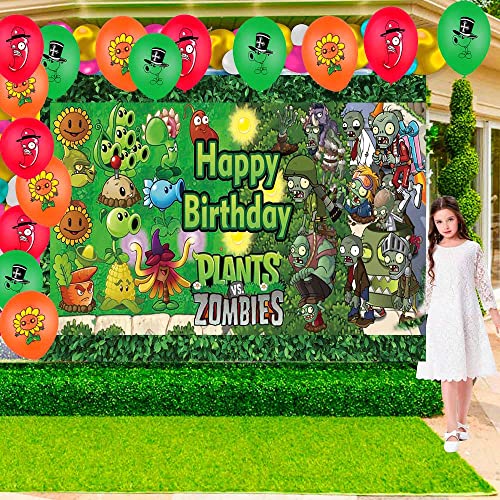 Plants vs. Zombies Party Supplies Birthday Decorations Plates Balloons Banner Cake Toppers Plastic Cutlery Disposable Plastic Knives Forks Set Decorations Decor