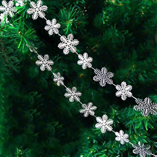 Cheerland 3D Snowflake Garlands Snowflakes for Winter Wonderland Party Deocr Christmas Tree Decorations Xmas Streamer Banner Wedding Baby Shower Birthday Anniversary Home School Office Shop (Silver)