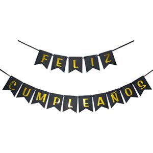 innoru feliz cumpleaños banner – happy birthday banner black and gold birthday party decoration supplies