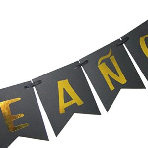 INNORU Feliz Cumpleaños Banner - Happy Birthday Banner Black and Gold Birthday Party Decoration Supplies