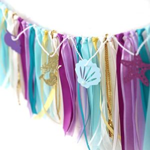 Mermaid High Chair Banner - Mermaid Birthday Decorations, Under the Sea Party Background, Mermaid Banner for 1st Birthday, Mermaid Party Supplies, Smash Cake Props (mermaid banner)