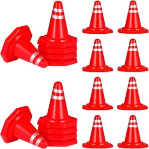 toyandona 50pcs miniature traffic cones road construction cones kids, plastic traffic signs toys children educational learning toys sand table ornaments