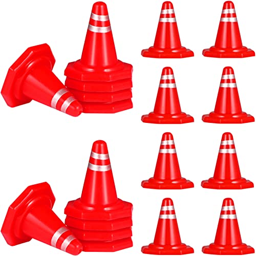 TOYANDONA 50Pcs Miniature Traffic Cones Road Construction Cones Kids, Plastic Traffic Signs Toys Children Educational Learning Toys Sand Table Ornaments