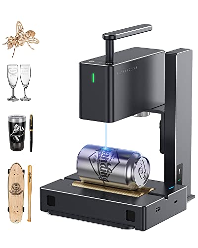 LaserPecker 2(Pro) Laser Engraver, 60W Laser Engraving Machine Handheld 5W Compressed Spot 0.05mm High Precision, 36000mm/min High Speed Laser Etching Cutter for Wood Alloy Leather - with Roller