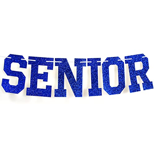 Blue Glitter Congrats Senior Banner, Class of 2023/So Proud of You Bunting Sign, Serior Degree Graduation Party Decorations Supplies