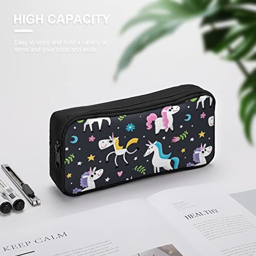 Magic Horse with Horn and Fairy Elements Pencil Case Pencil Pouch Coin Pouch Cosmetic Bag Office Stationery Organizer