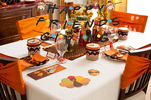 Friendsgiving Party Decorations, Happy Friendsgiving Banner, Thanksgiving Party Decorations, Thanksgiving Banner, Funny Thanksgiving Friendsgiving Supplies for Party Home Office Mantel, Pre-assembled