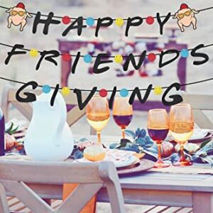 Friendsgiving Party Decorations, Happy Friendsgiving Banner, Thanksgiving Party Decorations, Thanksgiving Banner, Funny Thanksgiving Friendsgiving Supplies for Party Home Office Mantel, Pre-assembled