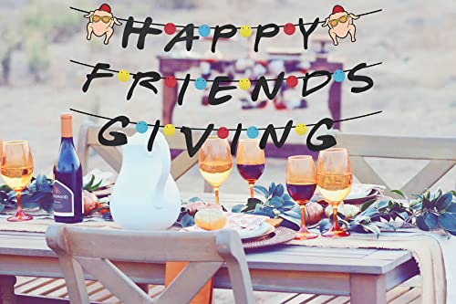 Friendsgiving Party Decorations, Happy Friendsgiving Banner, Thanksgiving Party Decorations, Thanksgiving Banner, Funny Thanksgiving Friendsgiving Supplies for Party Home Office Mantel, Pre-assembled