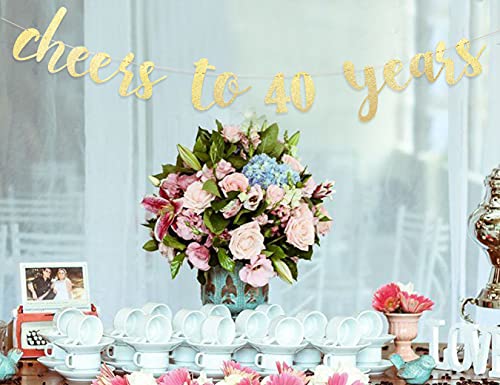 Cheers to 40 Years Banner - Happy 40th Birthday Banner 40th Birthday Banner, Cheers to Celebrate the 40th Wedding Anniversary，40th Birthday Background Props for Men and Women