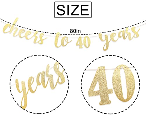 Cheers to 40 Years Banner - Happy 40th Birthday Banner 40th Birthday Banner, Cheers to Celebrate the 40th Wedding Anniversary，40th Birthday Background Props for Men and Women