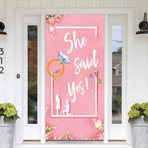 Labakita Engagement She Said Yes Door Banner, Bachelorette Party Door Decorations, Engaged Door Cover Banner, Wedding Bridal Shower Proposal Party Decorations