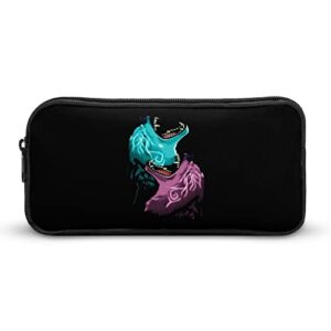 blue purple thunder wolf pencil case pencil pouch coin pouch cosmetic bag office stationery organizer