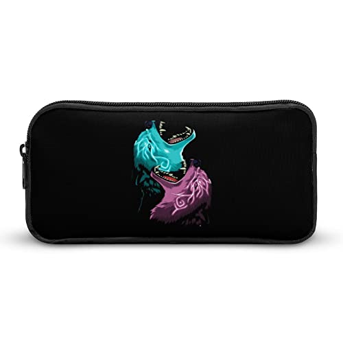 Blue Purple Thunder Wolf Pencil Case Pencil Pouch Coin Pouch Cosmetic Bag Office Stationery Organizer