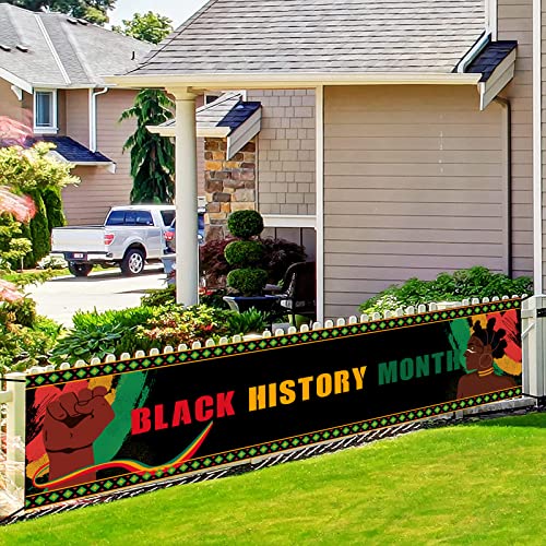 Black History Month Banner Party Decoration - African BHM Worthwhile Commemoration National Black History Banner Hanging Sign Indoor Outdoor Party Banner Decor