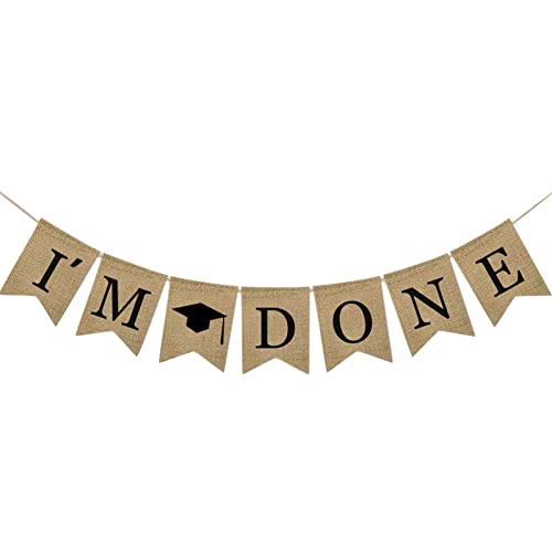 I'm Done 2022 Graduation Banner Congratulations Graduate Banner College Graduation Party Decorations Congrats Grad Party Supplies for College Photo Props