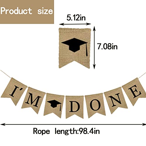 I'm Done 2022 Graduation Banner Congratulations Graduate Banner College Graduation Party Decorations Congrats Grad Party Supplies for College Photo Props