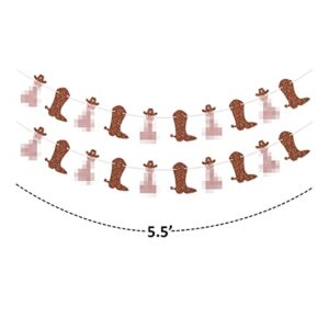 Boot and Cowboy Hat Garland Rose Gold Nash Bash Banner for Nashville Bachelorette Party Last Rodeo Last Hoedown Bachelorette Party Western Cowgirl Birthday Party Decorations