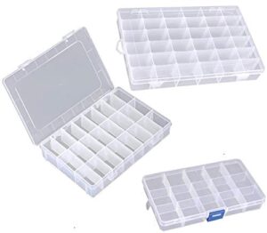 bulfyss jewellery case organiser with adjustable dividers 15,24,36 grid, transparent(pack of 3) standard transparent