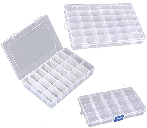 Bulfyss Jewellery Case Organiser with Adjustable Dividers 15,24,36 Grid, Transparent(Pack of 3) Standard Transparent