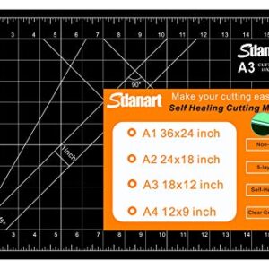 Sdanart Self Healing Cutting Mat: 12"×18" Double Sided 5-Ply Rotary Cutting Board for Sewing, Crafts, Quilting, Fabric, Hobby, Art Project