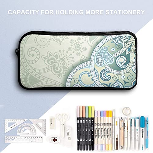 Abstract Blue Floral Pencil Case Pencil Pouch Coin Pouch Cosmetic Bag Office Stationery Organizer