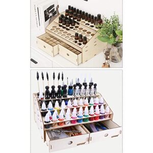 CWDRDX DIY Wooden Organizer Paint Bottles Display Brushes Holder Stand Storage Model Tool