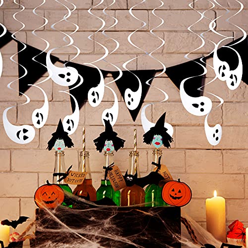 Zonon 24 Pieces Halloween Hanging Swirl Decorations Ceiling Spooky Ghost Streamers Horror Decor for Kids Holiday Halloween Party Outdoor Indoor Decorations Supplies,24 Inch