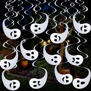 zonon 24 pieces halloween hanging swirl decorations ceiling spooky ghost streamers horror decor for kids holiday halloween party outdoor indoor decorations supplies,24 inch