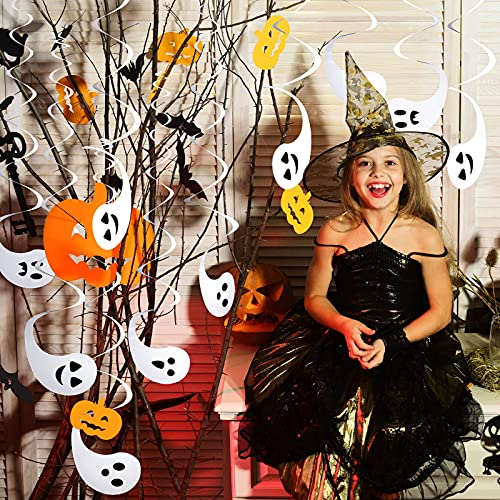 Zonon 24 Pieces Halloween Hanging Swirl Decorations Ceiling Spooky Ghost Streamers Horror Decor for Kids Holiday Halloween Party Outdoor Indoor Decorations Supplies,24 Inch