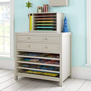 martha stewart crafting kids’ art storage with drying racks – gray, wooden arts and crafts organizer with removable wire racks and painting drip pan