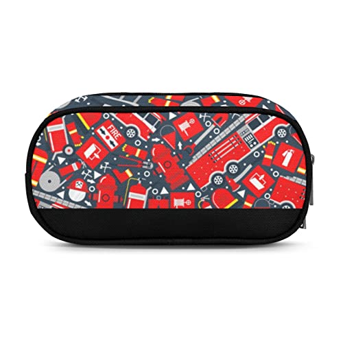 Fire Truck Custom Pencil Pen Case, Personalized Pencil Bag Pouch Box with Zipper, Pencil Pouch for School Office and Travel