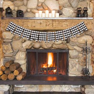 Rainlemon Buffalo Check Plaid Banner Black and White Ginyham Garland Fireplace Mantle Decoration Supply