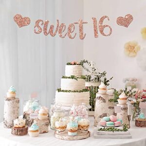 MonMon & Craft Sweet 16 Banner / Happy 16th Birthday Party Decorations / Sweet 16th Wedding Anniversary / Cheers to 16 Years Party Supplies Rose Gold