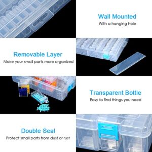 Clear Plastic Diamond Storage Box with Compartment 112 Pack Transparent Diamond Embroidery Painting Accessory Tool Drill Jewelry Beads Container Holder with Label