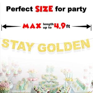 Stay Golden Banner Lucky Birthday Party Decorations Picks for Gold Glitter Happy Birthday Bunting Garland Decor Supplies