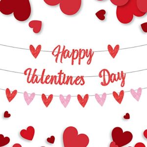 happy valentine’s day banner valentines day decorations for party heart banner for wedding engagement anniversary decorations romantic for the home table firplace indoor outdoor pre-strung